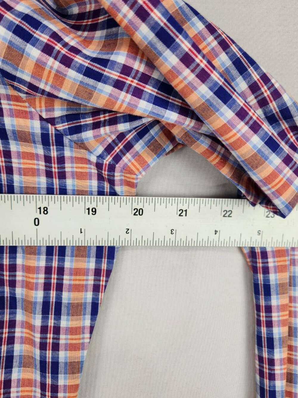 Wrangler Pearl Snap Western Shirt Mens S Orange Purple Plaid Cowboy Ranch Rodeo - Picture 3 of 6